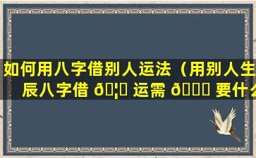 如何用八字借别人运法（用别人生辰八字借 🦁 运需 🐞 要什么条件）